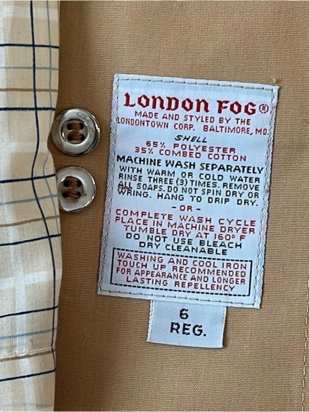 London Fog Tan Classic Vintage Short Trench Coat, Womens size 6 Regular - Picture 6 of 16